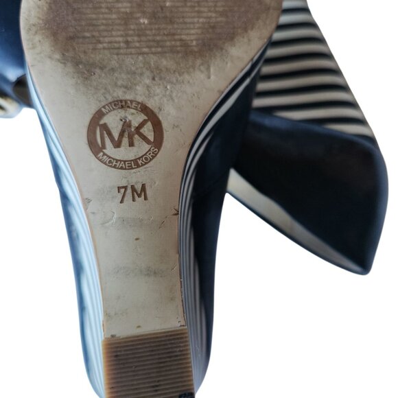 Michael Kors Women's Wedge Heels Navy Blue Patent Leather Size 7M - Picture 10 of 10